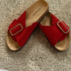 Stylish Red Women's Sandals with Buckle